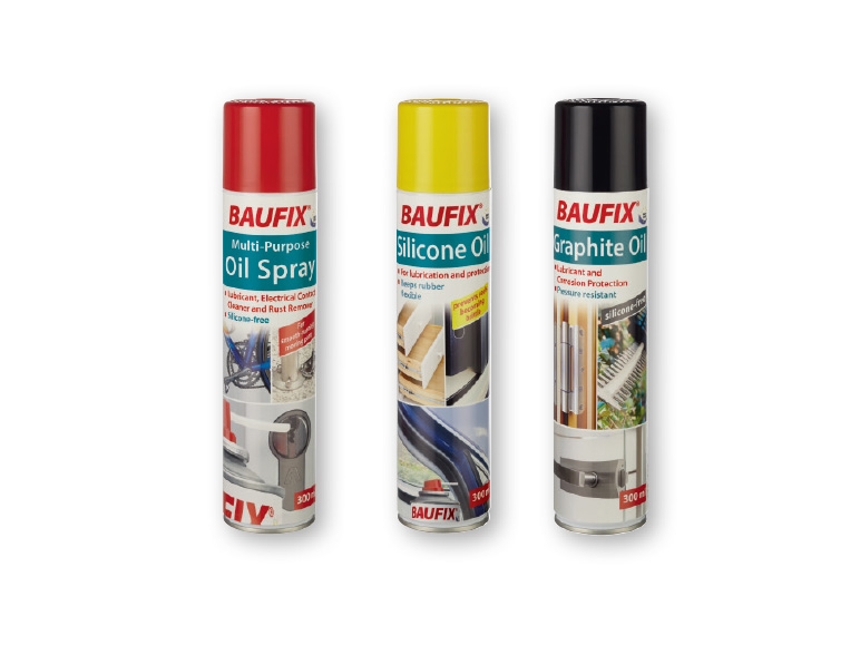 BAUFIX Multipurpose Oil Sprays Silicone Oil Graphite Oil 300ml Lidl