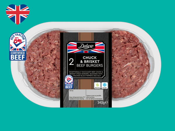 Deluxe 2 Chuck Brisket British Beef Burgers Lidl Great Britain