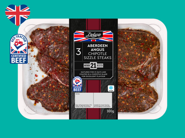 Deluxe Aberdeen Angus British Beef Day Matured Sizzle Steaks With