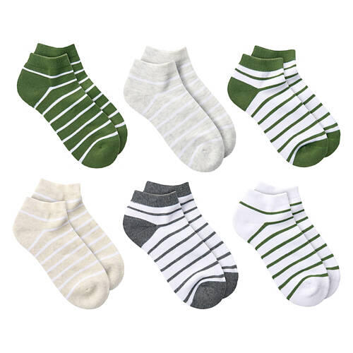 6 Pack Children's Low Cut Socks - Grey/White, Medium