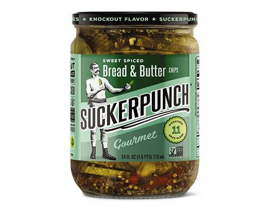 SuckerPunch Pickles 
 3-Pepper Spears or Bread & Butter Chips