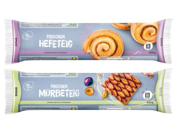 Frischer Mürbeteig oder Hefeteig