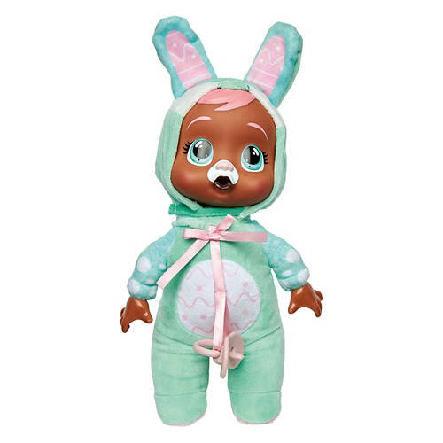 9.8" Tall Easter Cry Baby Doll - Green Bunny Cindy