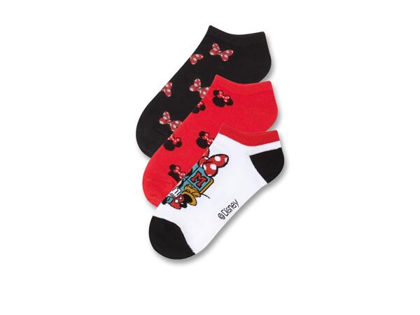 Girls' Trainer Socks "Frozen, Minnie Mouse, Stitch", 3 Pairs
