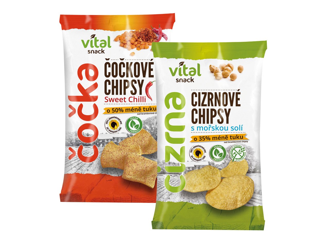 CIZRNOVÉ CHIPSY S MOŘSKOU SOLÍ / ČOČKOVÉ CHIPSY SWEET CHILLI BEZ LEPKU