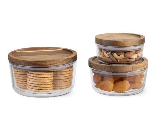 Crofton 6-Piece Glass Bowl Set with Acacia Lids - Aldi - US - Specials ...