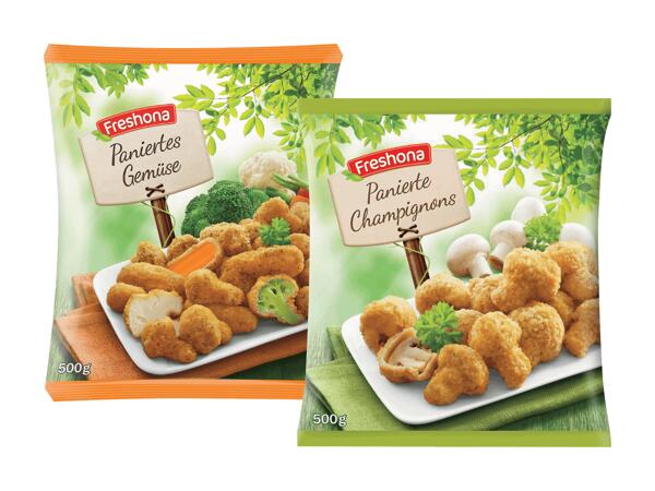 Paniertes Gemüse oder Champignons