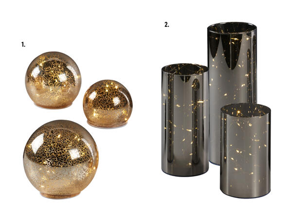 Boules décoratives à LED/​photophores, 3 pièces