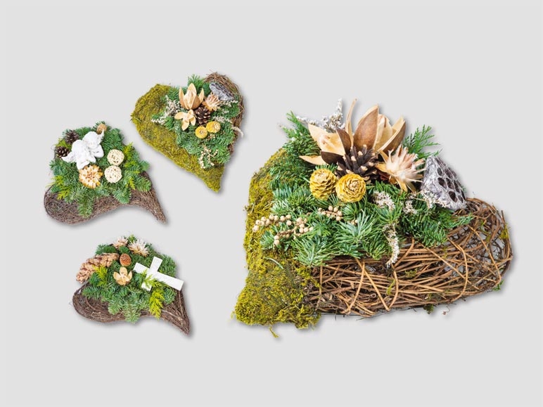 Compositions florales en forme de cœur pour urnes funéraires (dès 29.10.)