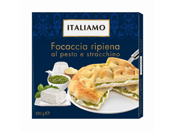 Focaccia Filled with Pesto and Stracchino Cheese