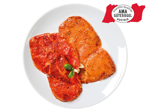 Frische Karree- oder Schopfsteaks mariniert
