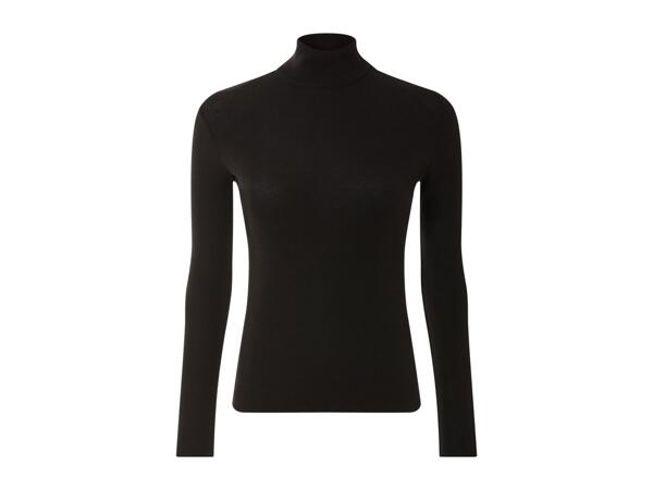 Esmara Ladies' Ribbed Turtleneck Top - Black