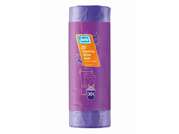 Lavander Scented Bin Bags with Tie-Up Handles, 30L