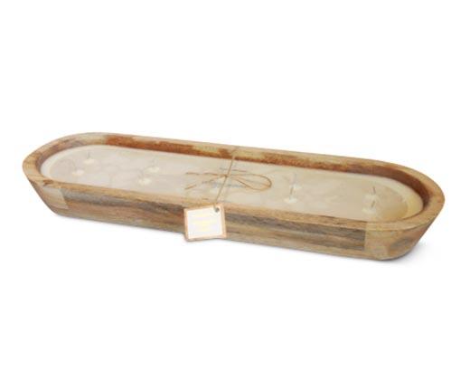 Huntington Home 
 Rustic Hand-Carved Wood Candle