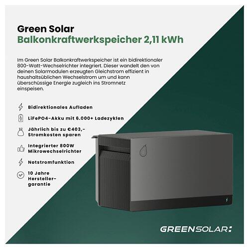 GREEN SOLAR Balkonkraftwerkspeicher 2,11 kWh