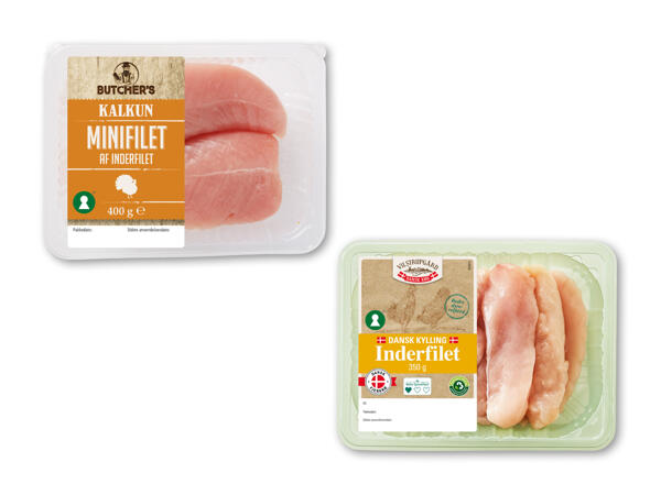 Kalkunminifilet eller dansk kyllingeinderfilet