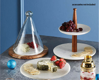 Acacia Wood and Marble Servingware