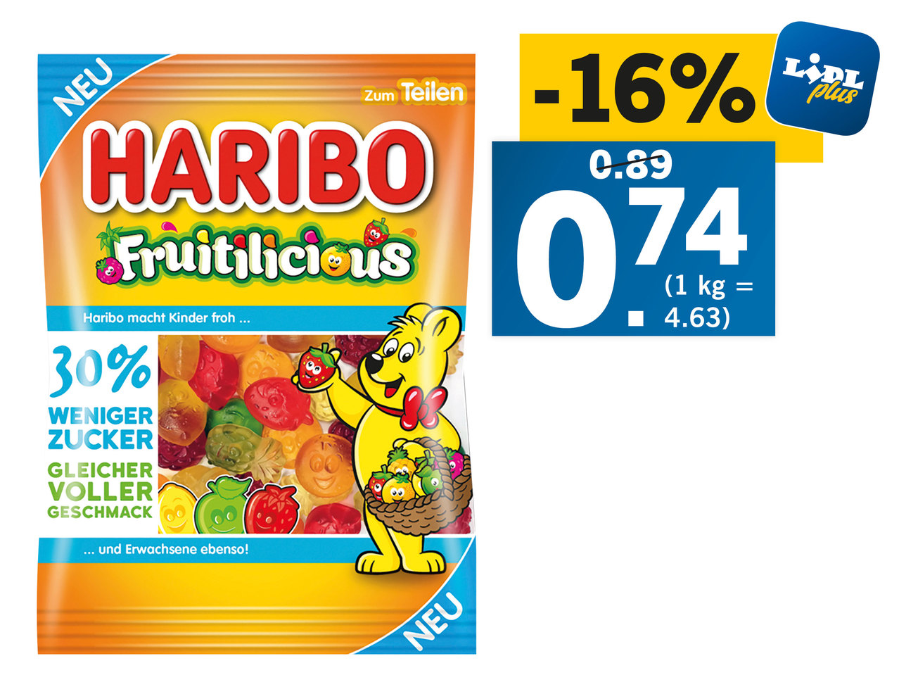 HARIBO Fruchtgummi 30% weniger Zucker