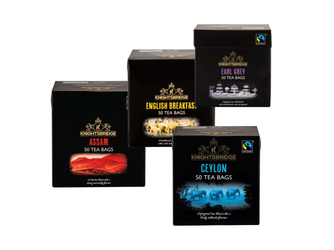 KNIGHTSBRIDGE Fairtrade Assam/ English Breakfast/ Ceylon/Earl Grey Tea Bags