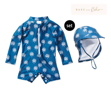 Bare and Boho Infant Swim Onesie and Hat Set