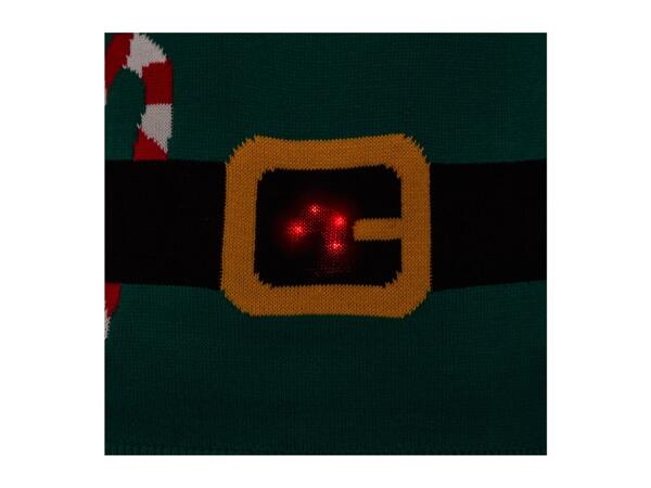 Esmara Men Men's Green Premium Christmas Jumper With Lights & Music