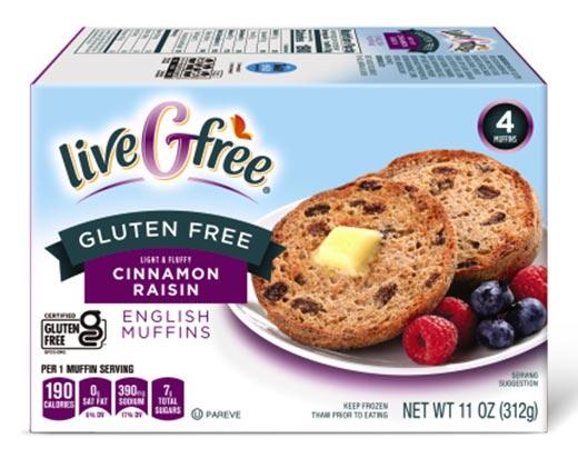 liveGfree 
 Gluten Free Cinnamon Raisin or Plain English Muffins