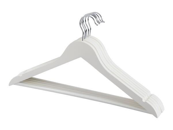 W5 White Wooden Coat Hangers - 5 Pack