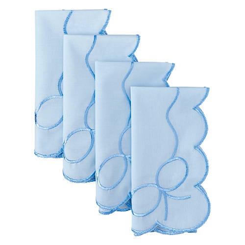 4 Pack Napkins - Blue Bow