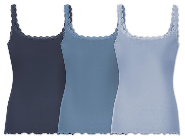 Damen Ripptop mit Spitze, 3 Stück