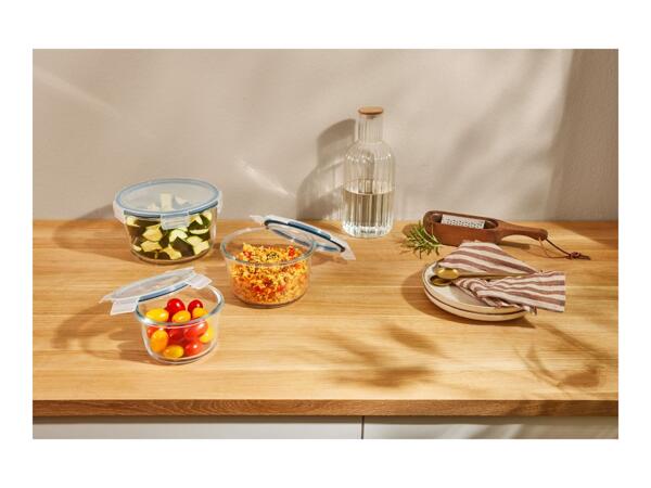 Livarno Home Round Glass Food Storage Containers - 3 Piece Set