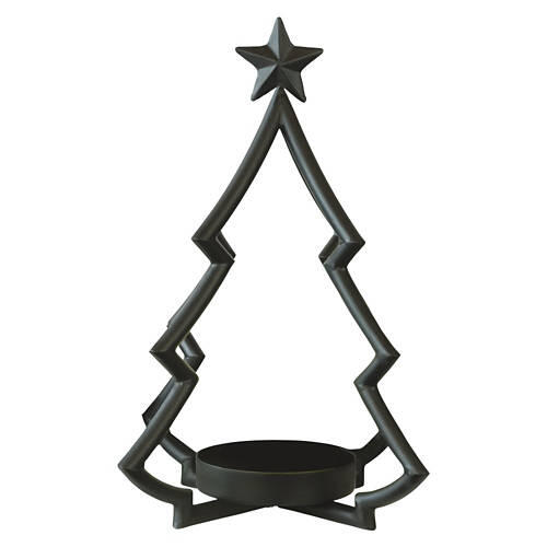 Tree Shaped Candle Holder, Black Metal