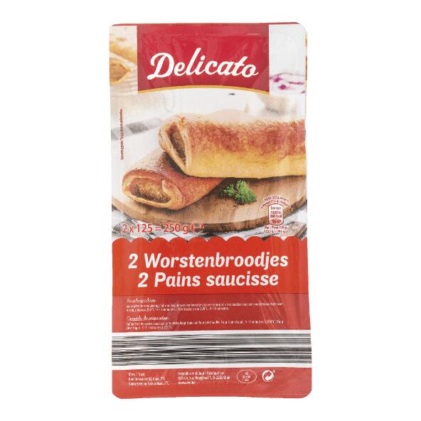 DELICATO(R) 				Worstenbroodjes, 2 st.