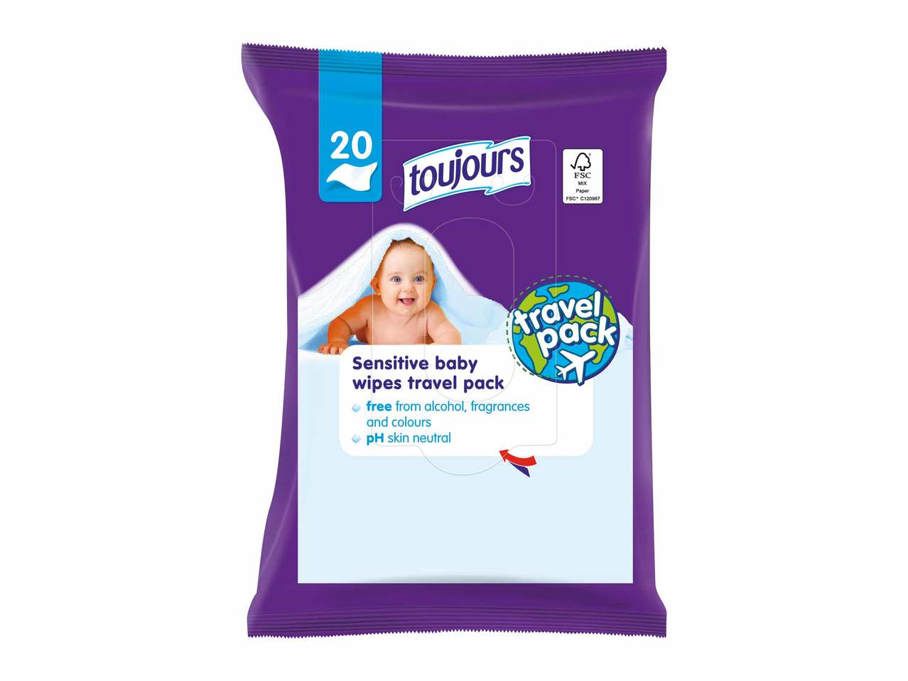 Lingettes humides bébé format voyage