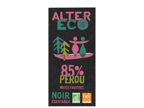 Alter eco chocolat noir Pérou 85 % cacao