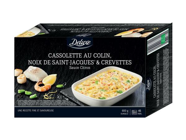 Cassolette au colin, noix de Saint-Jacques et crevettes