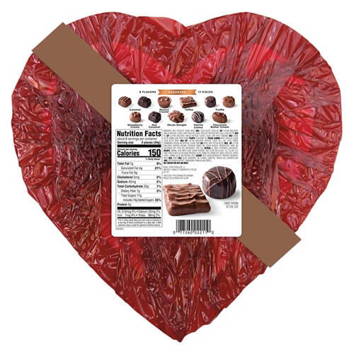 Assorted Milk & Dark Chocolate Heart Shaped Box, 17 count