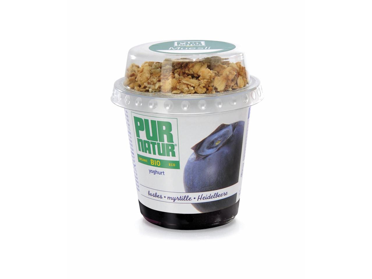 Biologische volle yoghurt met muesli