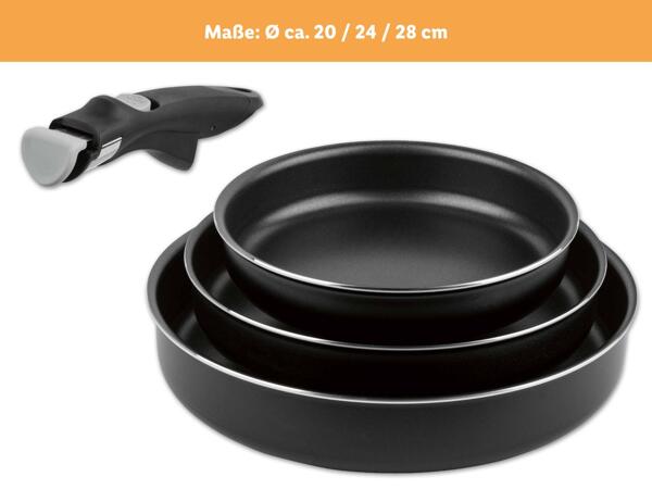 Aluminium Topf-/Pfannen-Set, 4-teilig + Faltbare Frischhaltedosen, 4-teilig