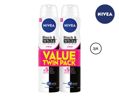 Nivea Invisible Black & White Antiperspirant 2 x 153g/151g