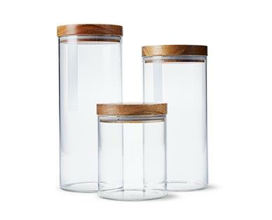 Crofton Glass Canister Set with Acacia Lids - Aldi — USA - Specials archive