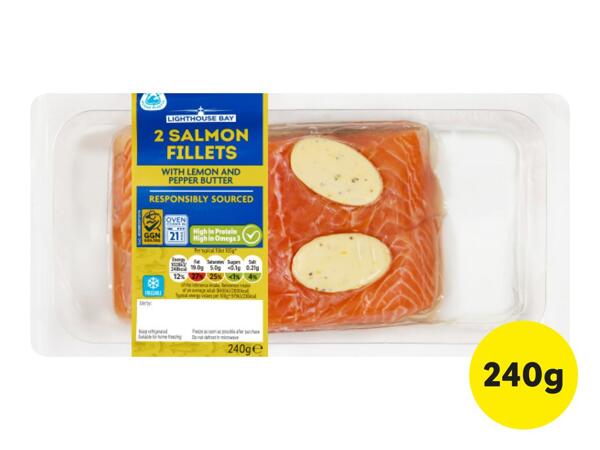 Lighthouse Bay 2 Salmon Fillets with Lemon & Pepper Butter