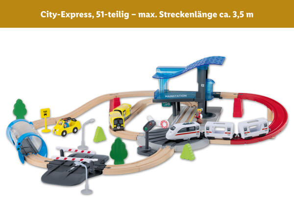 Holz Eisenbahn-Set "Dinoland/​City-Express"