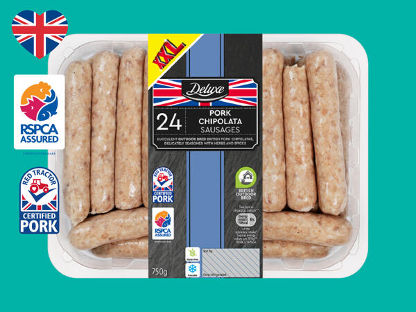 Deluxe 24 British Pork Chipolata Sausages