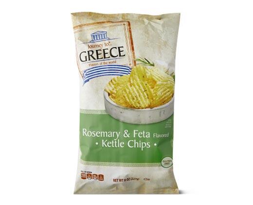 Journey To... 
 Greece Rosemary & Feta or Tzatziki Krinkle Cut Kettle Chips