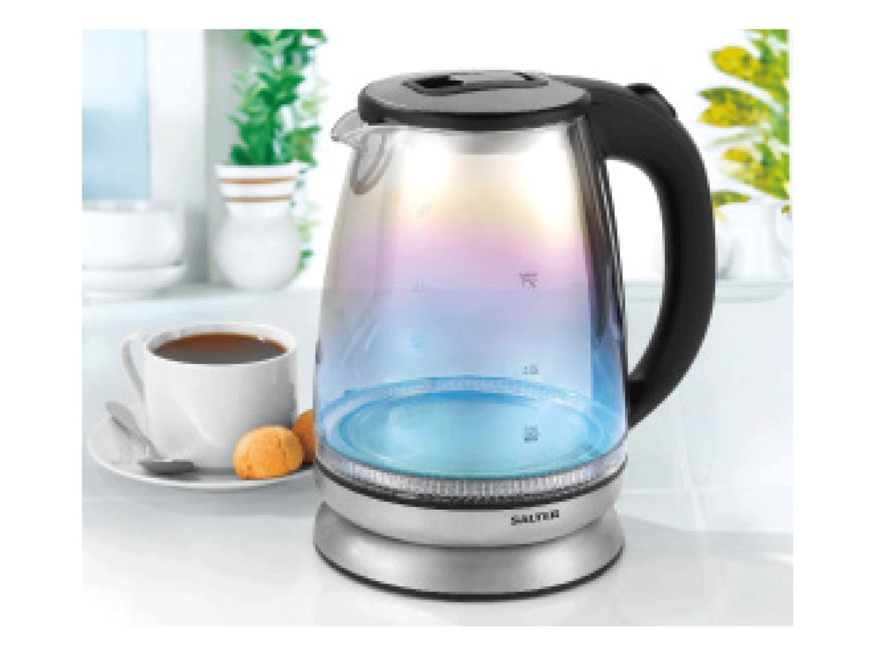 SALTER 1.7L Iridescent Glass Kettle