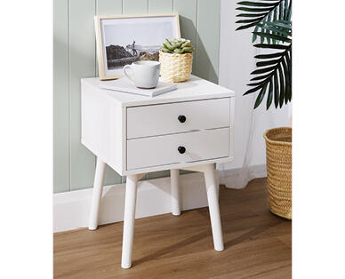 White Mid-Century Bedside Table