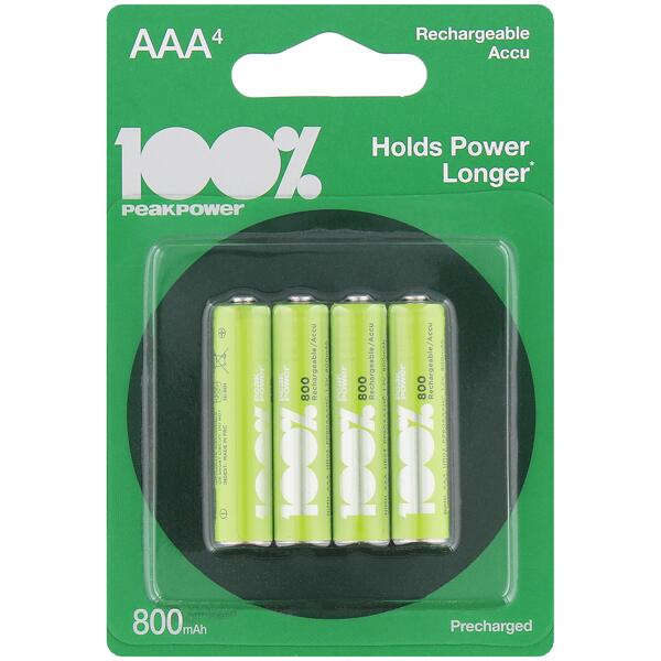 Piles rechargeables AAA 100% Peak Power