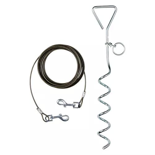 16 Feet Dog Run Cable & Stake - Black