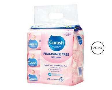 Curash Fragrance Free Baby Wipes 3 x 80pk