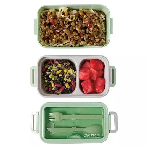 Two Tier Food Storage Box, Green & Gray